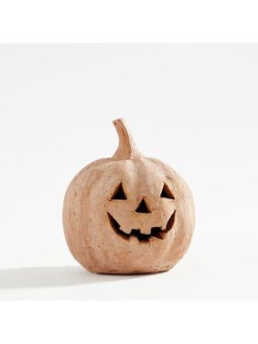 Pottery Barn Terracotta SMALL Jack-o-Lantern Orange Pumpkin Fall Luminary NEW